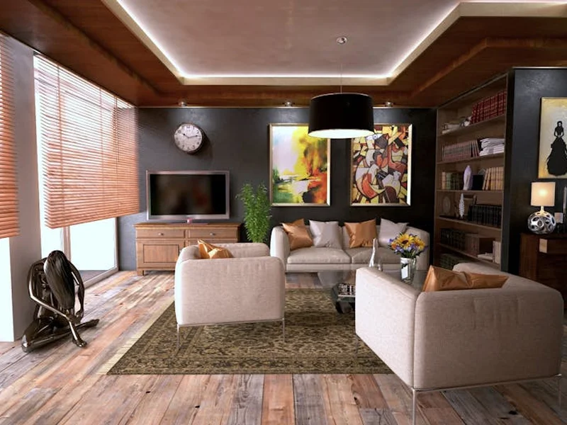 Inviting living room interior featuring modern design with cozy furnishings and stylish decor.